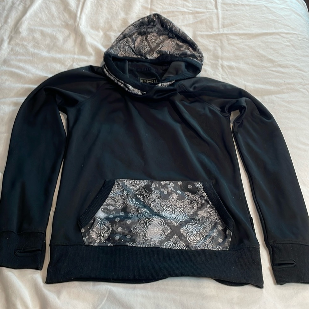Empyre Men’s Black with Bandanna Accents Hoodie Size Medium